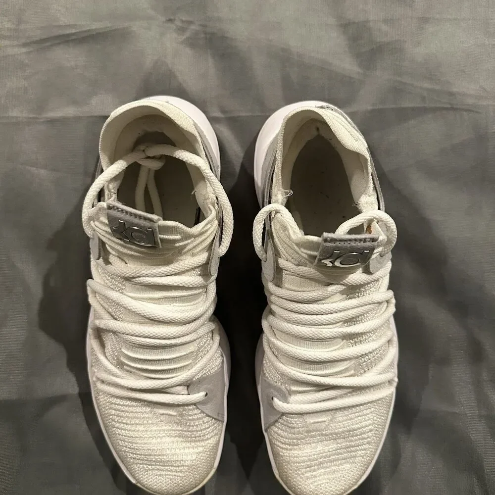Nike Kevin Durant 10 Still KD Basketball Sneakers Mens 8.5 White 897815-100 Low